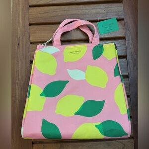 Kate Spade Pink Lunch Tote with Lemon Print